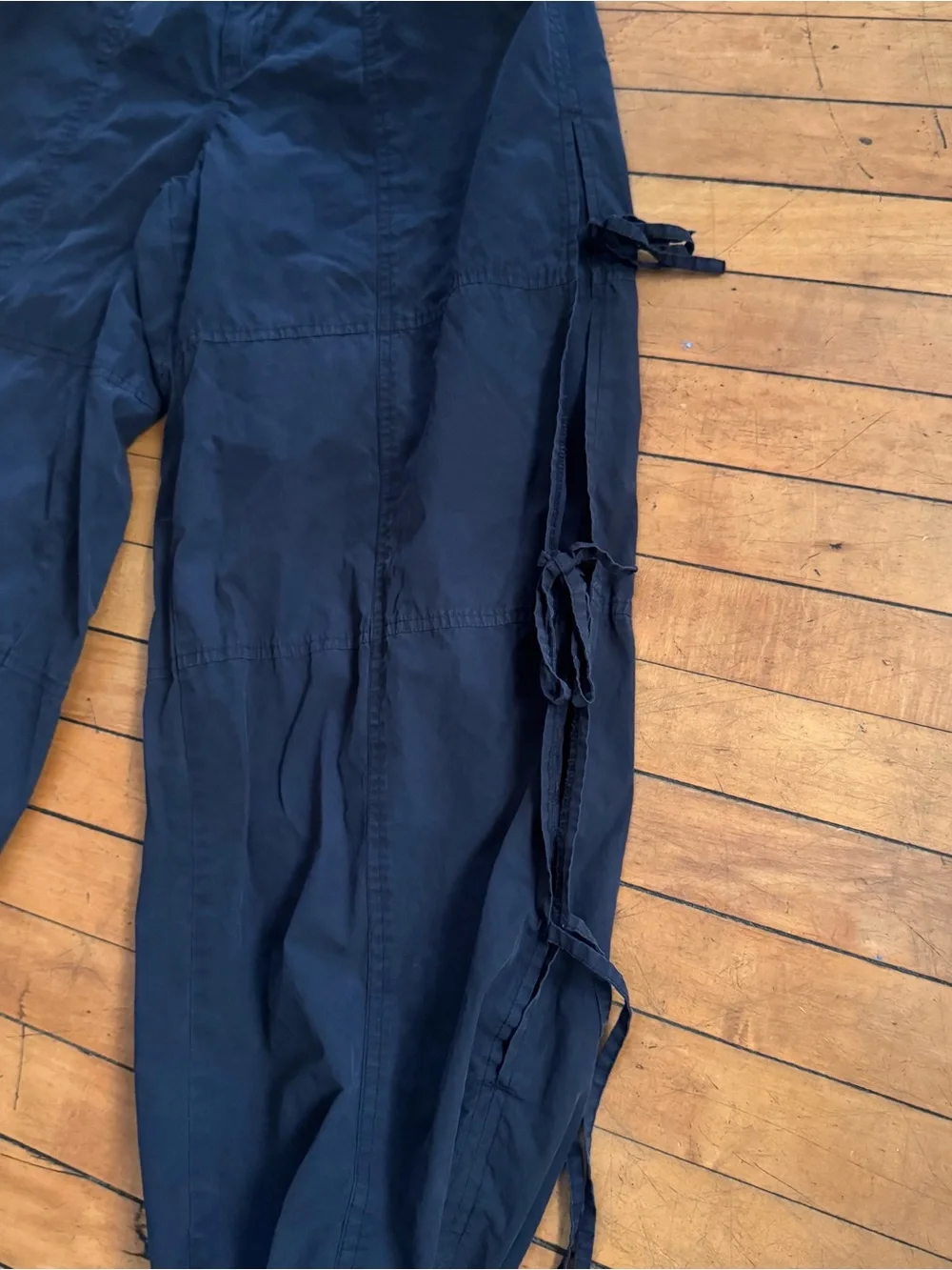 PacSun Black Parachute-Style Pants black open sides with tie size medium - Picture 2 of 8
